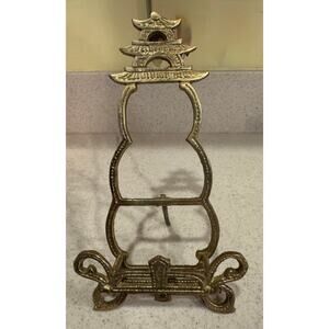 Vintage Brass Pagoda Shaped Tabletop Easel
